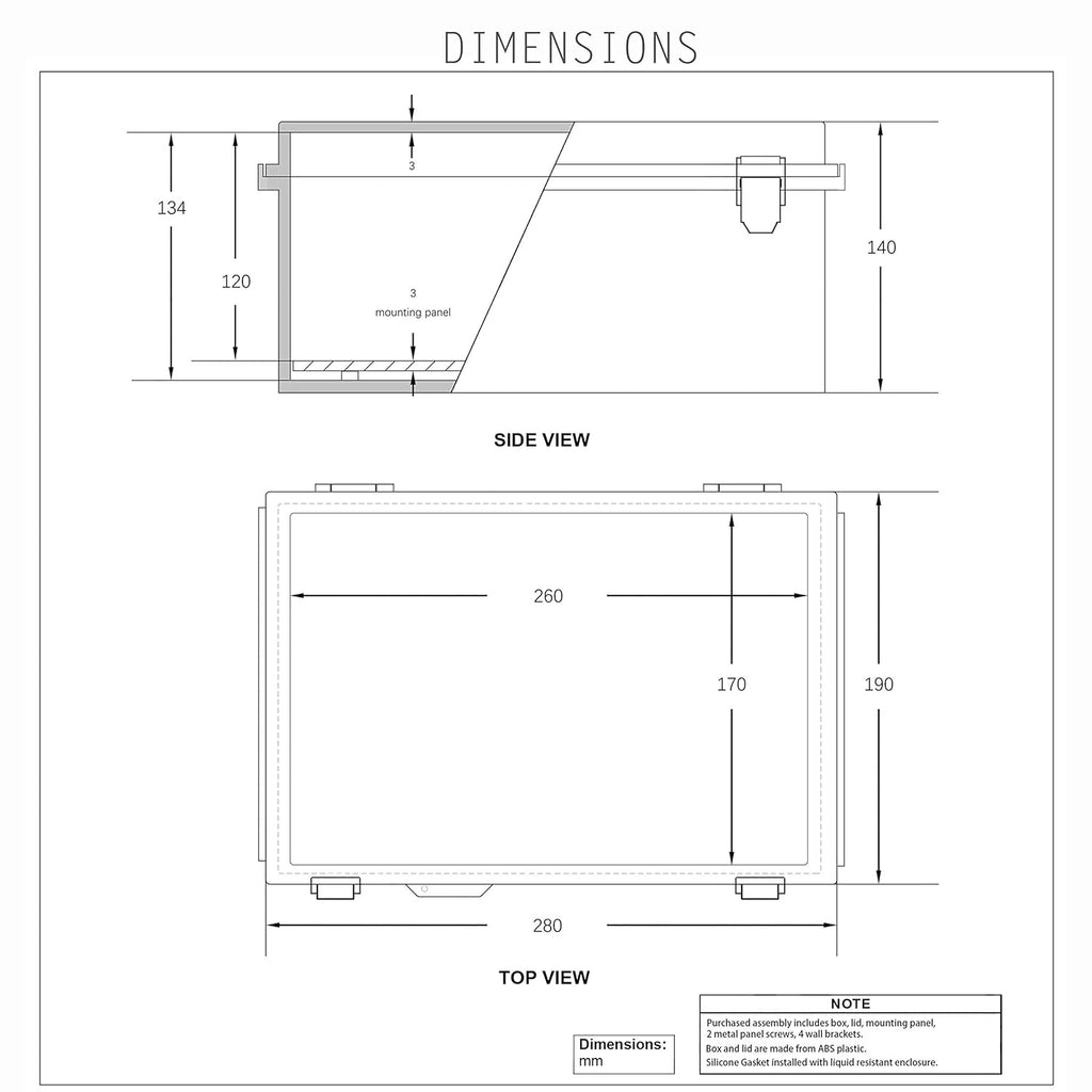 IP67 Waterproof Plastic Junction Box with Hinged Cover and Mounting Plate B694