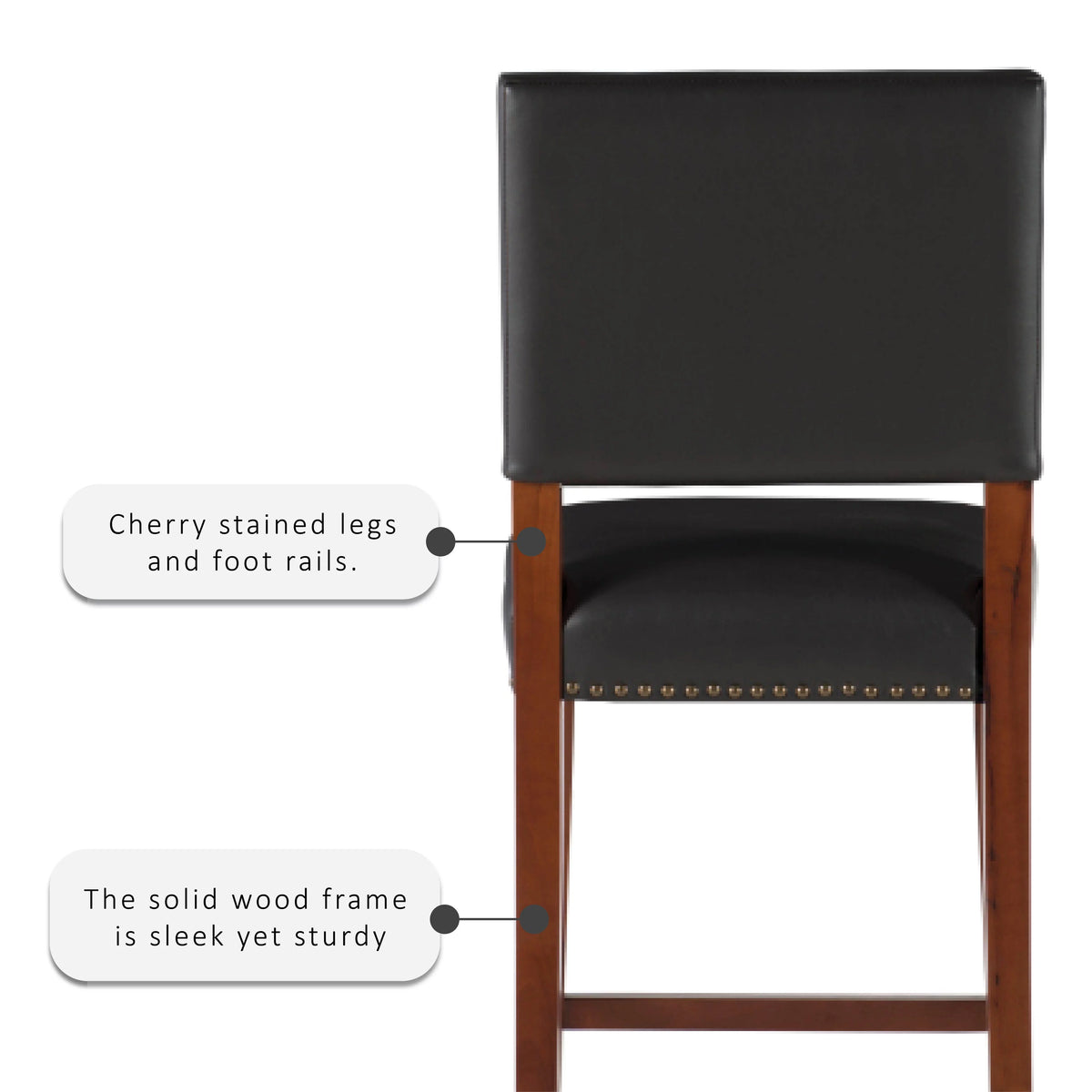 Wood Counter Stool with Black Fabric Q7658