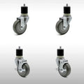 Set of 4 Stainless Steel Gray Polyurethane Wheels Casters N328030