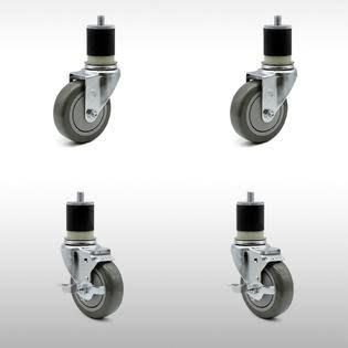 Set of 4 Stainless Steel Gray Polyurethane Wheels Casters N328030