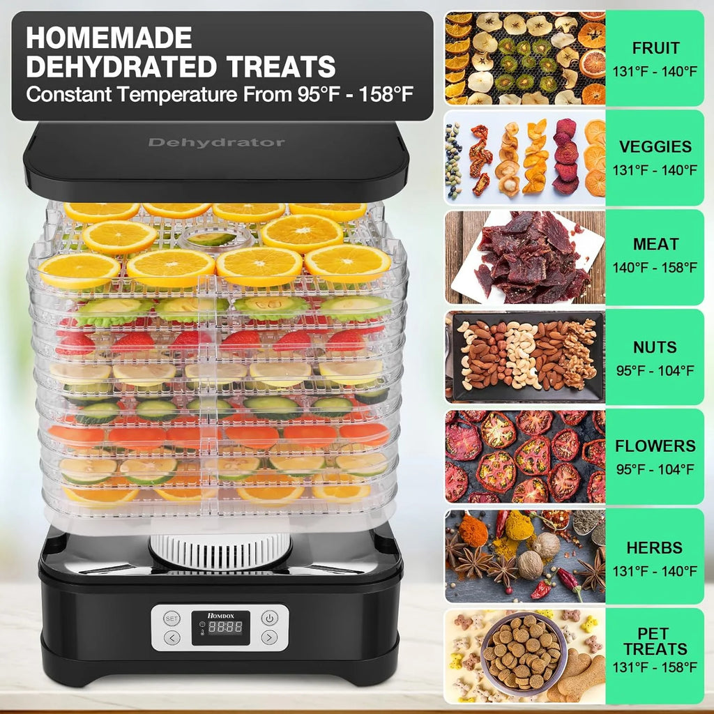 400W 8 Trays Food Dehydrator with Digital Timer and Temperature Control D673