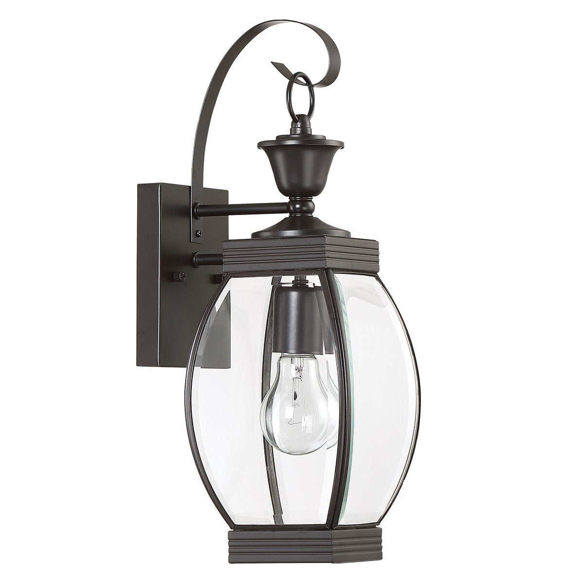 Colonial Outdoor Wall Light, 17"H x 5.5"W, Dark Medieval Bronze Finish, Beveled Glass F62634