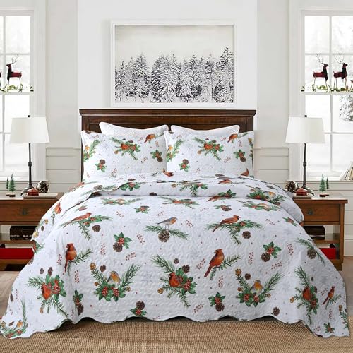 3 Piece King Christmas Quilt Set L410
