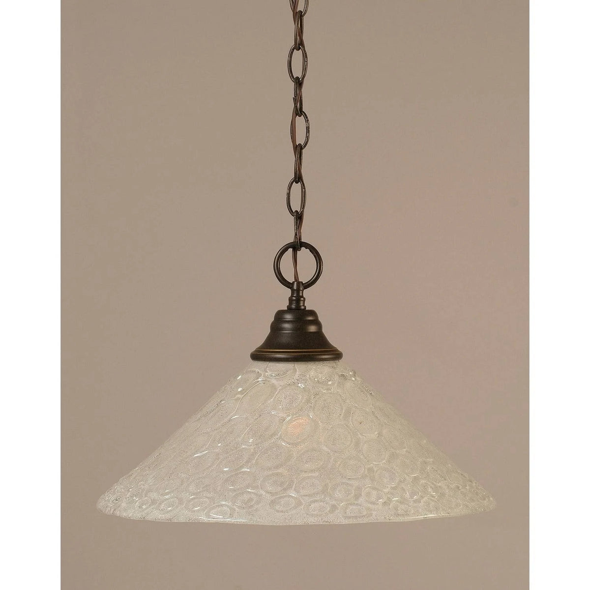 One Light Chain Pendant Dark Granite Raspberry Crystal Glass S7056