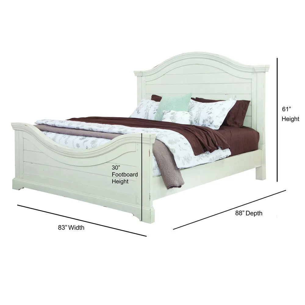 Antique White Wood King Panel Bed G5039