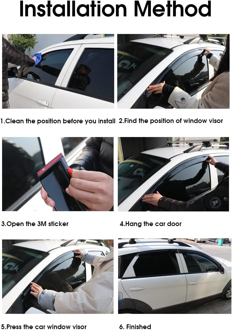 Vent Visor Side Window Deflector Pack of 2 Dark Tinted Acrylic S5450