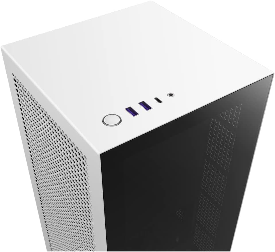 Compact ATX Mid-Tower PC Gaming Case with Tempered Glass Side Panel - White/Black G38824