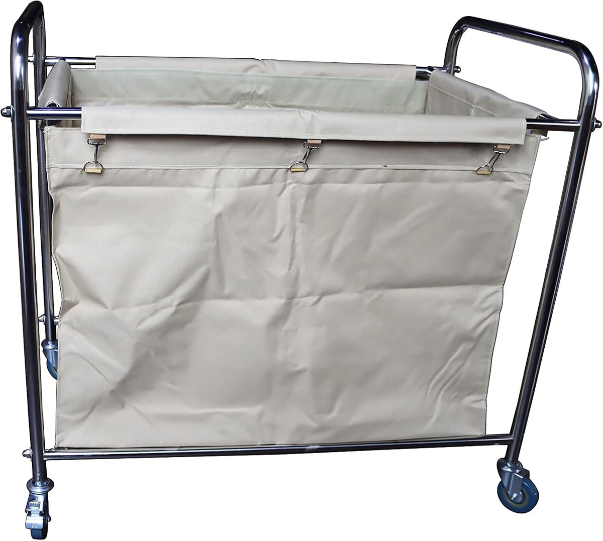 Heavy-Duty Laundry Trolley Cart with Removable Canvas Bag and Rolling Casters M293403