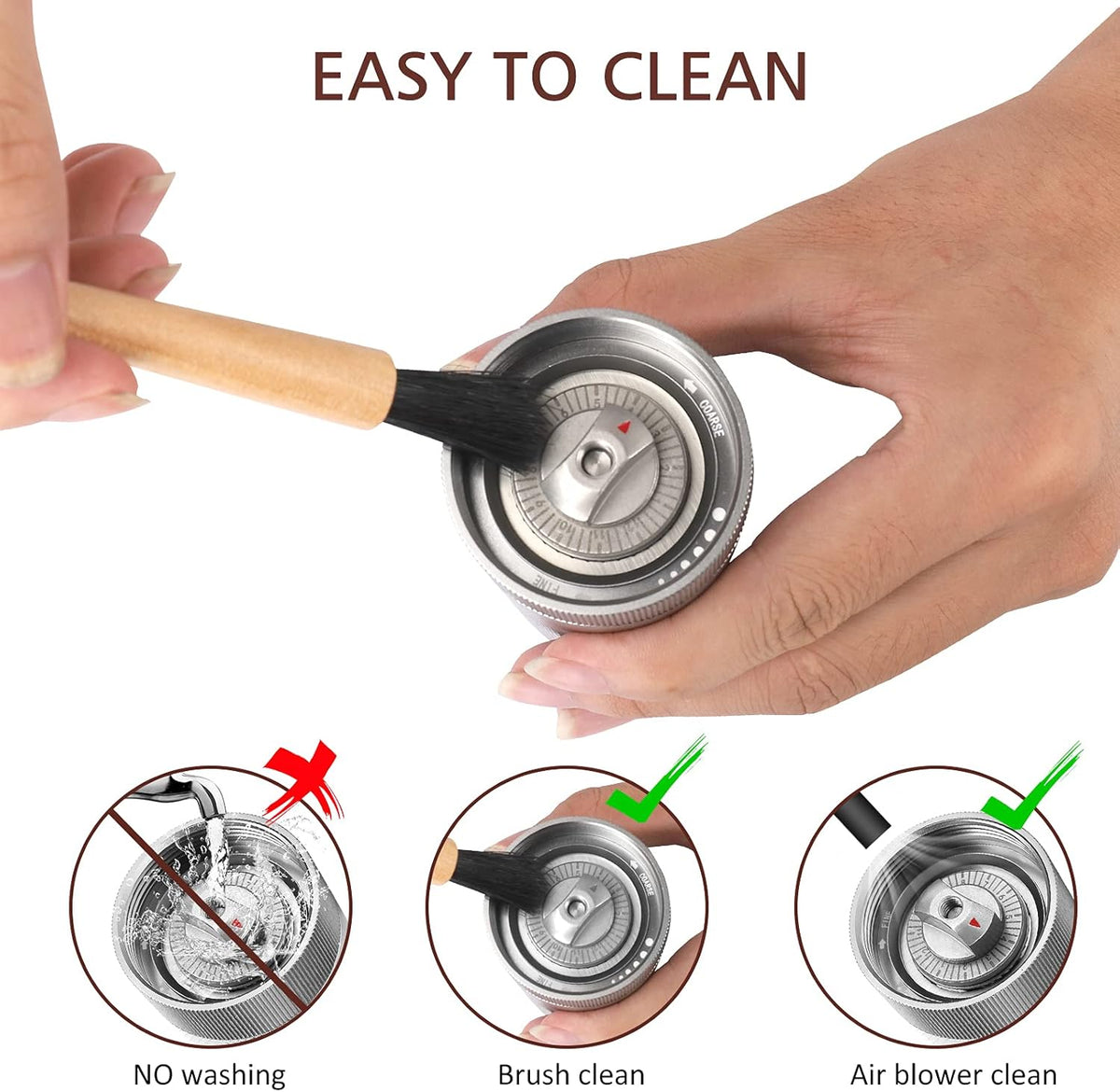 Manual Conical Stainless Steel Burr Coffee Grinder with Adjustable Grind Setting, 25g Capacity C6249