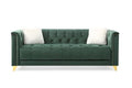Green Deep Button Tufted Upholstered Sofa with Gold Legs K7069