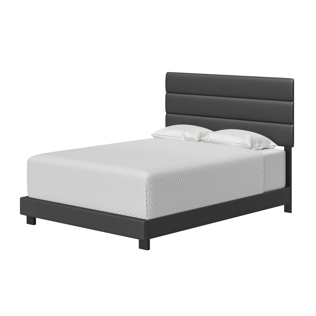 Black Faux Leather Twin Platform Bed Frame H8601