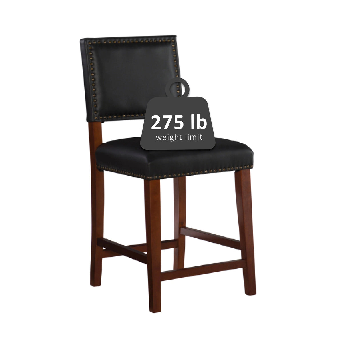 Wood Counter Stool with Black Fabric Q7658