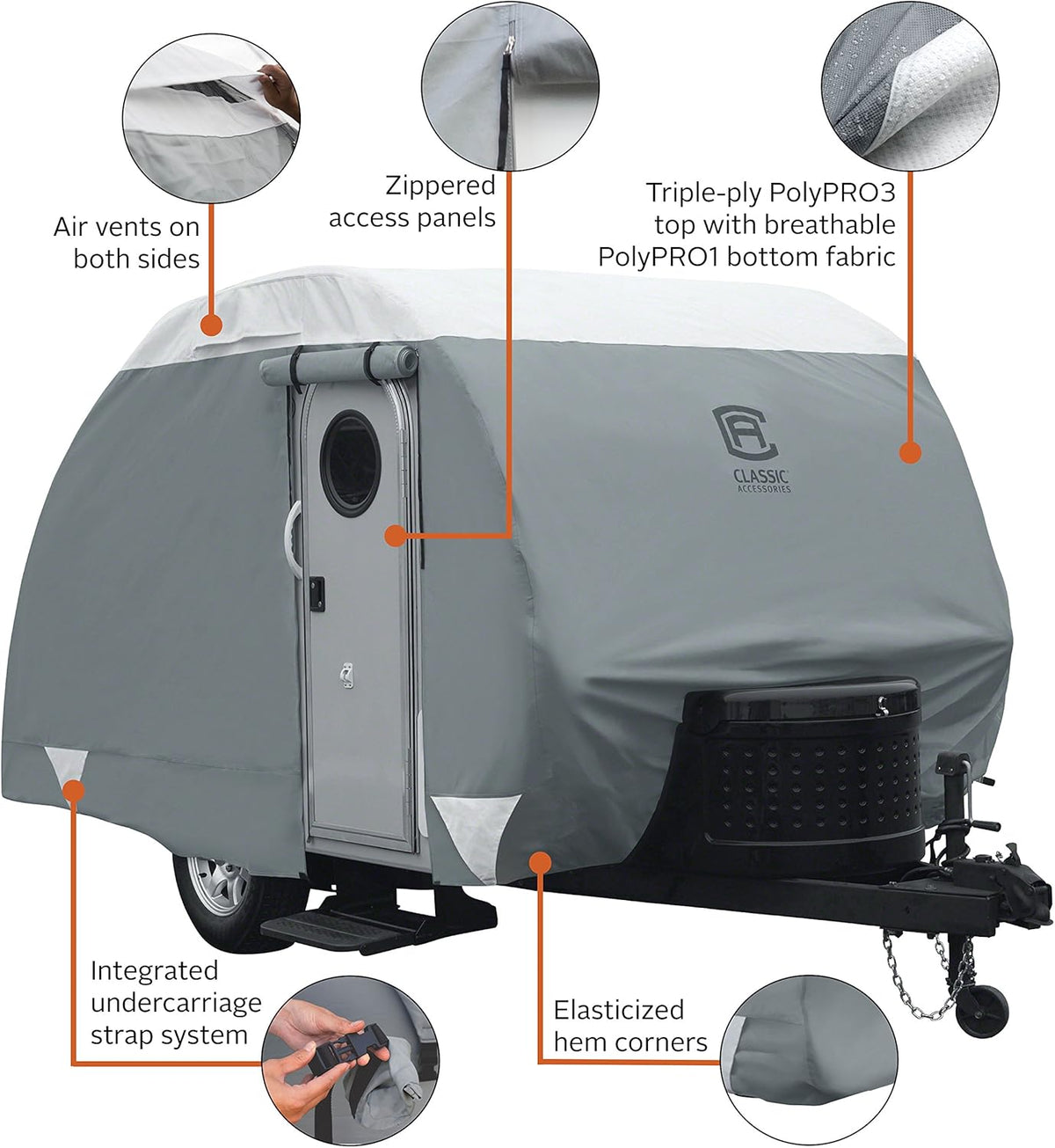 Teardrop Trailer Cover, Fits 12' - 15'L, 7'W F401195