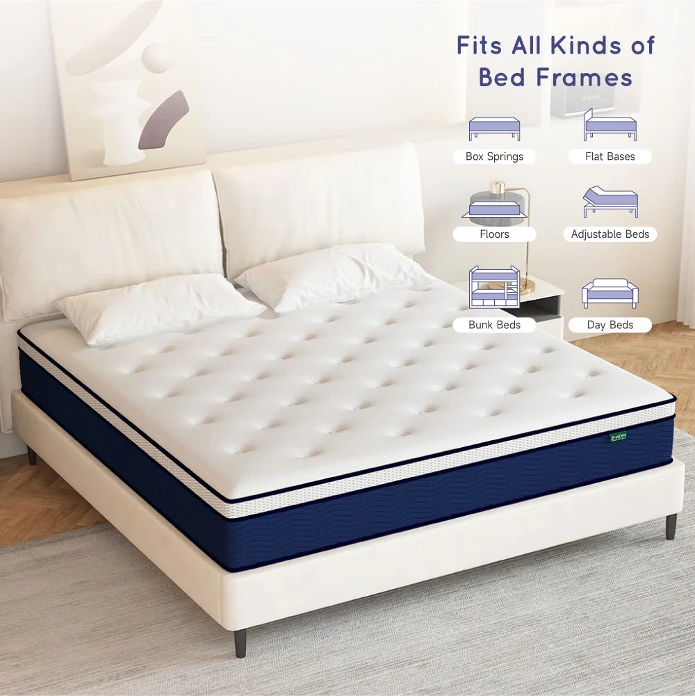King Size 12 inch Gel Memory Foam Hybrid Mattress B8638