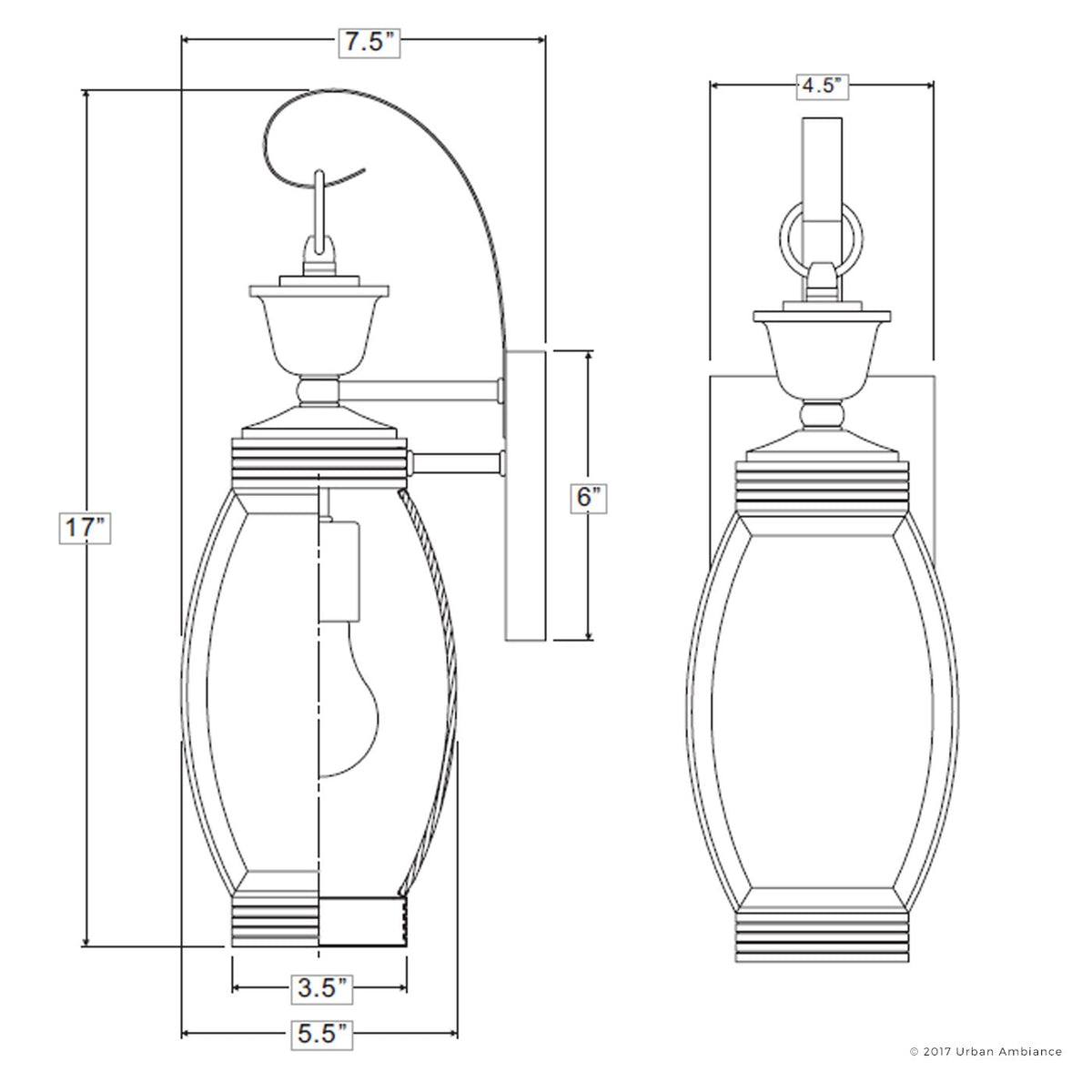 Colonial Outdoor Wall Light, 17"H x 5.5"W, Dark Medieval Bronze Finish, Beveled Glass F62634