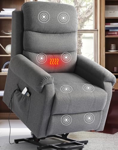 Dark Blue Power Lift Recliner Chair with Heat and Massage W446413