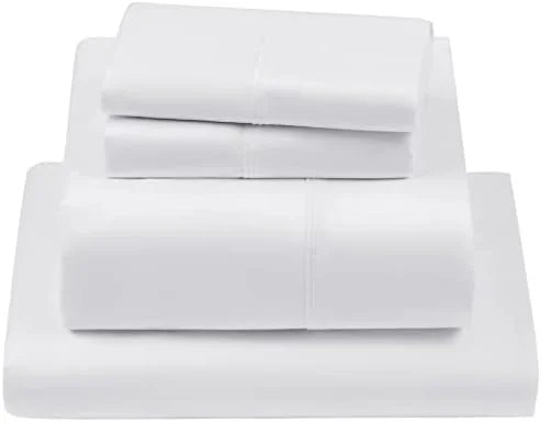 King Size 4 Piece Cotton Sheets Set, White G752