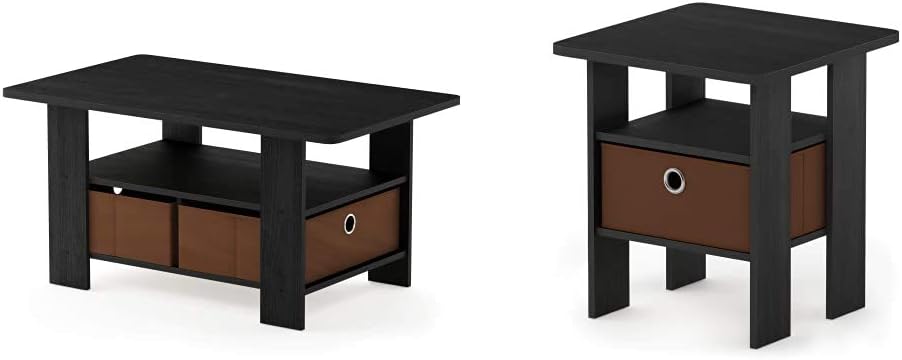 Americano Medium Brown Coffee Table and End Table with Bin Drawer N738