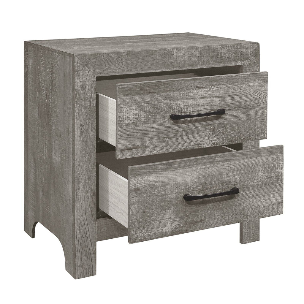 Gray Twin Size Bed and 2 Nightstands 3pc Set X5764