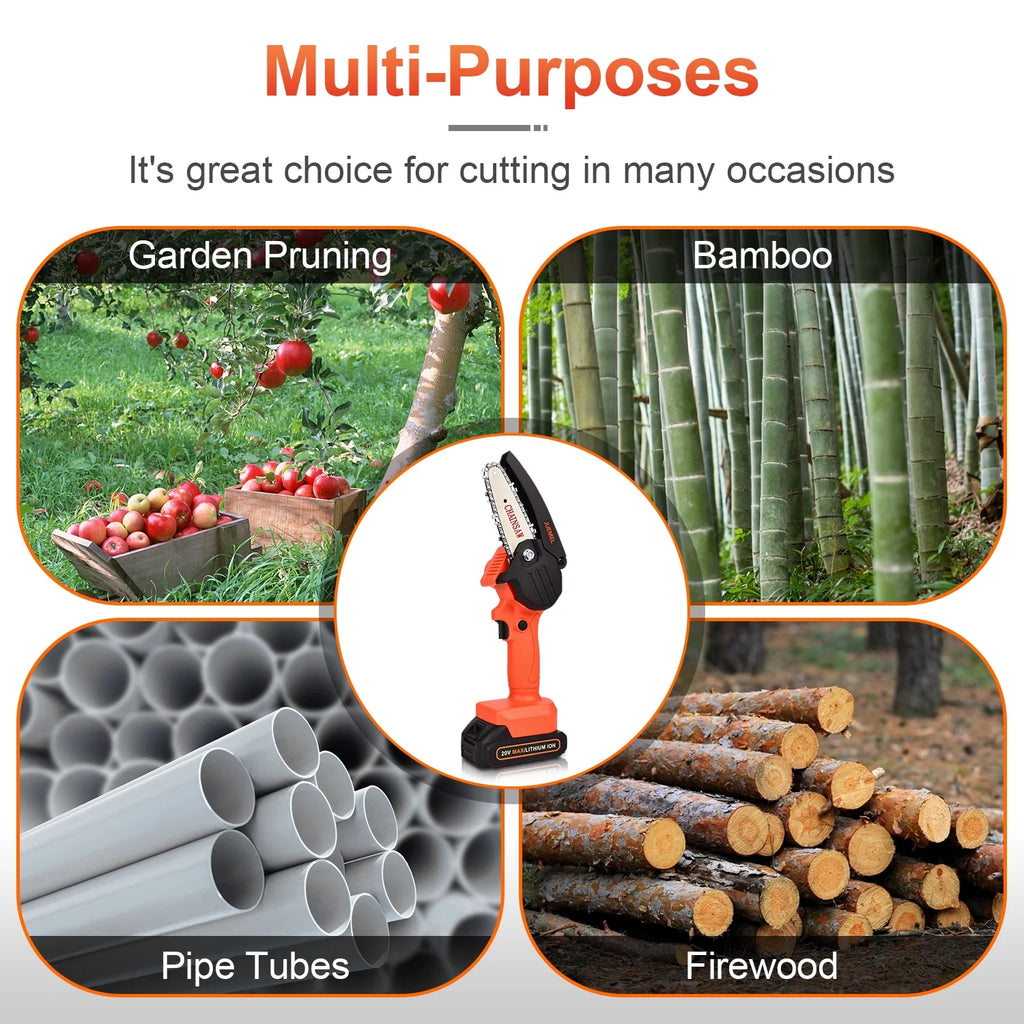 4-inch Cordless Mini Chainsaw with 2 Batteries Q9422