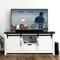 Farmhouse TV Stand with Wooden Sliding Barn Door TV Console U4508