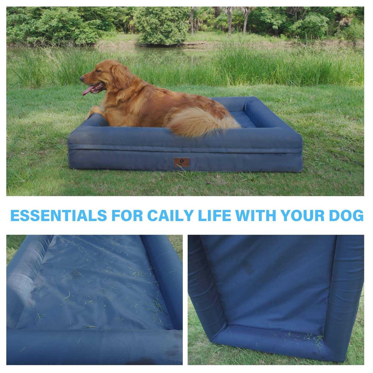Waterproof Washable Dog Bed with Removable Cover and Bolster Z438522
