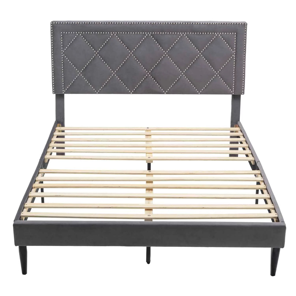Queen Size Platform Bed with Wooden Frame S98814