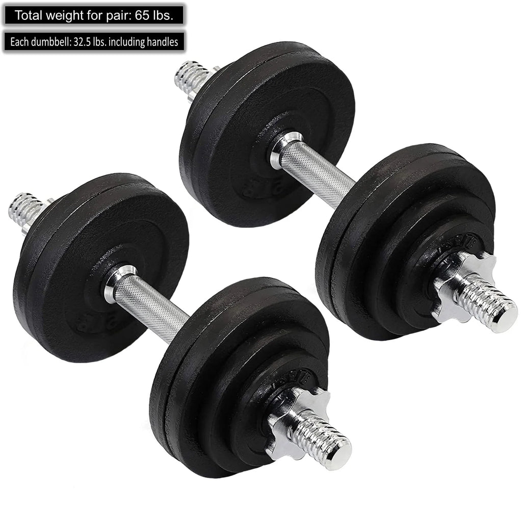 65 lbs Adjustable Cast Iron Dumbbells Set O5940