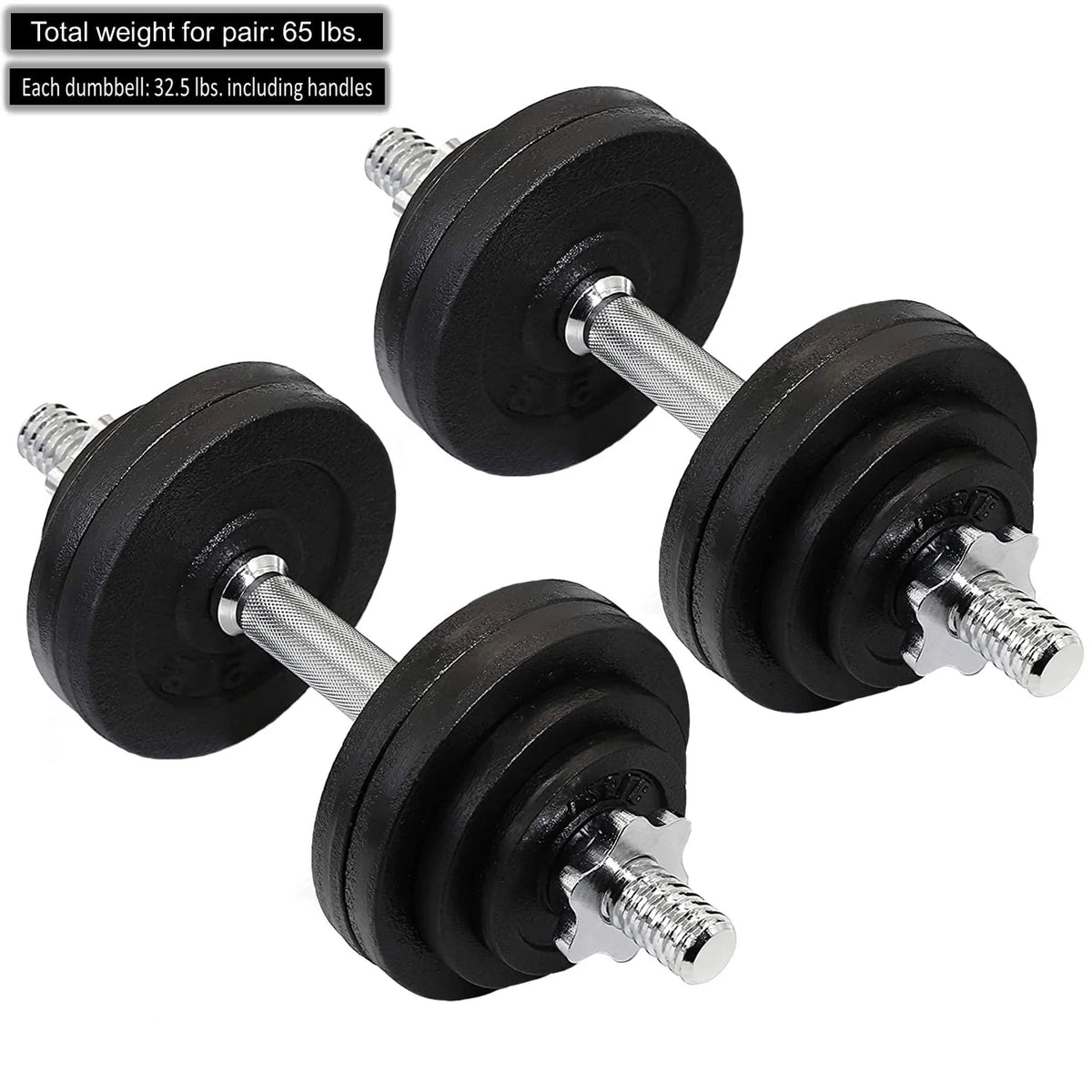 65 lbs Adjustable Cast Iron Dumbbells Set O5940