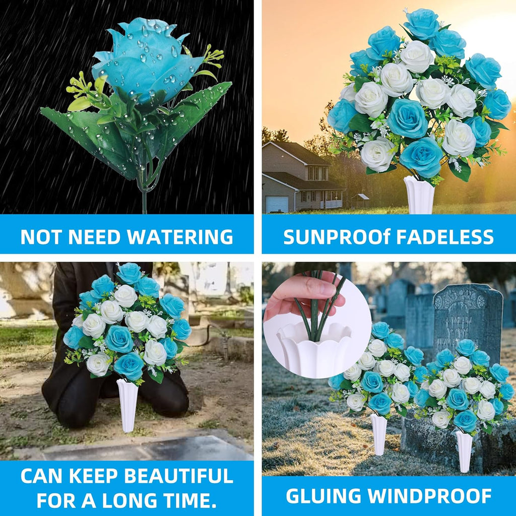 Light Blue Artificial Silk Flower Arrangement with Vase W670701