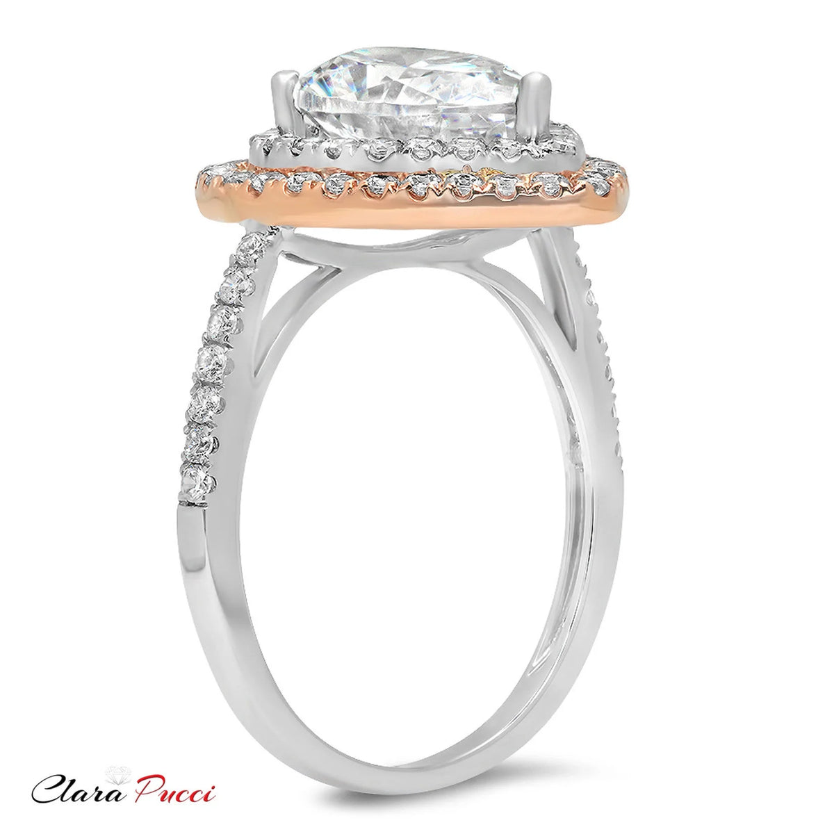 Pear Cut Natural Diamond 18K White Rose Gold Engagement Ring K408