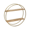 Gold Metal and Wood Wall Shelf U3093