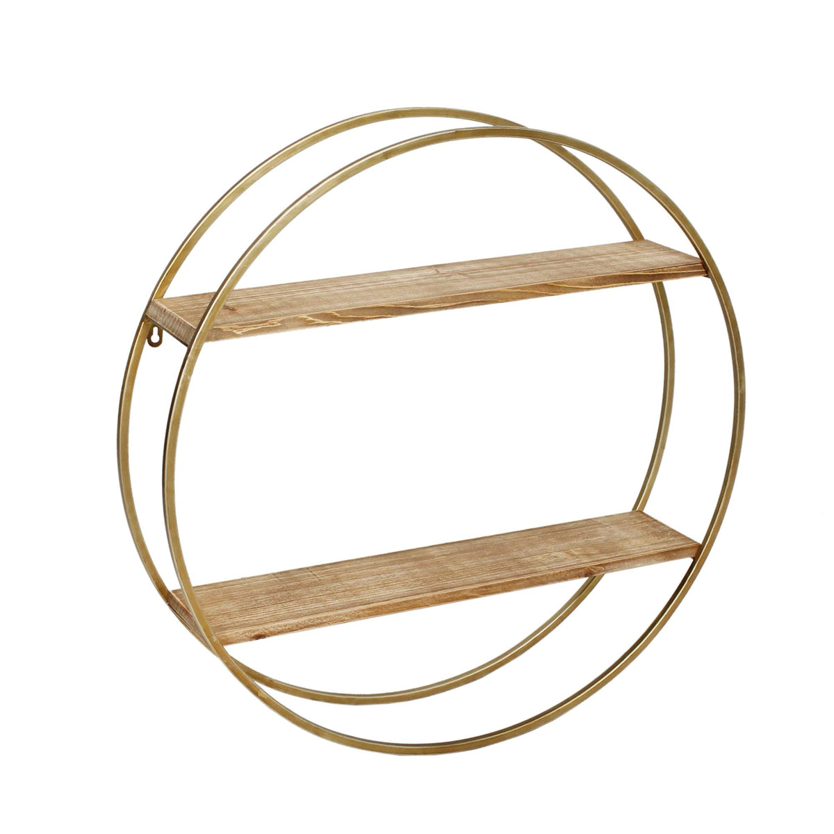 Gold Metal and Wood Wall Shelf U3093