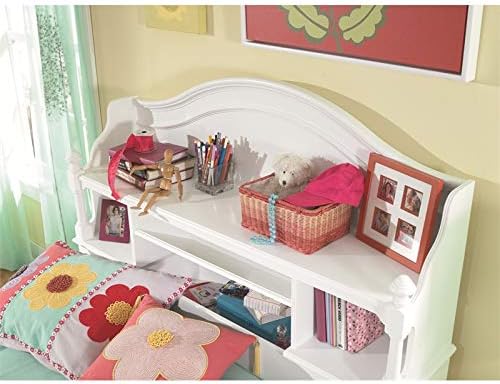 Full 4 Shelf Bookcase Headboard in White Wood M8594