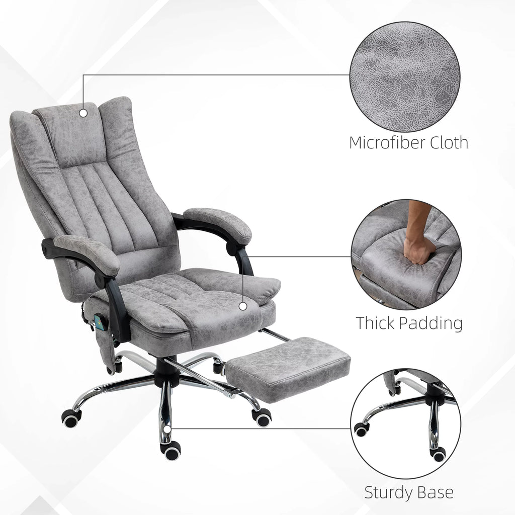 Gray Microfiber High Back Office Chair with Massage and Footrest A375