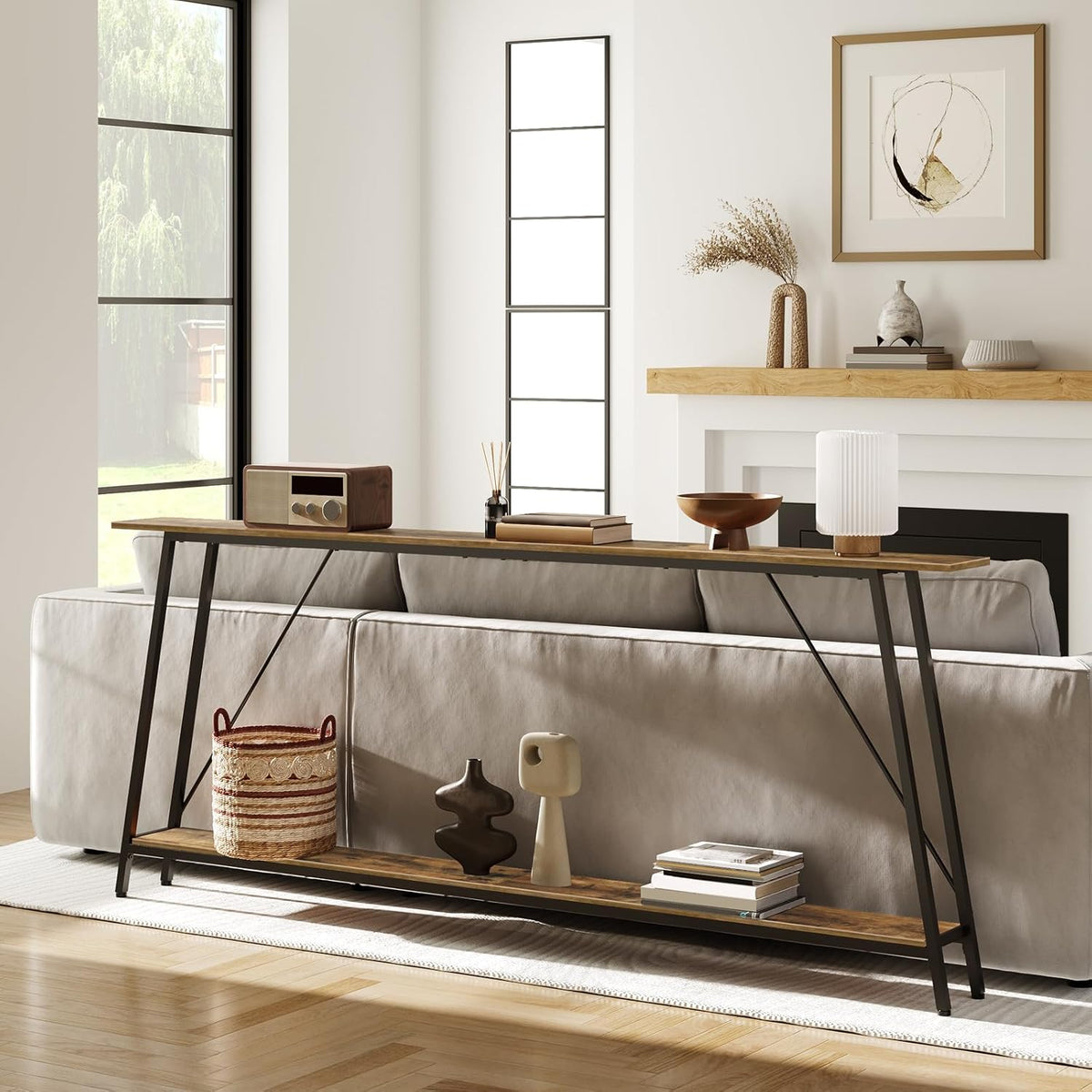 78.7" Console Table and 5.9" Skinny Console Table with Power Outlets Bundle R124042