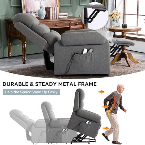 Dark Blue Power Lift Recliner Chair with Heat and Massage W446413