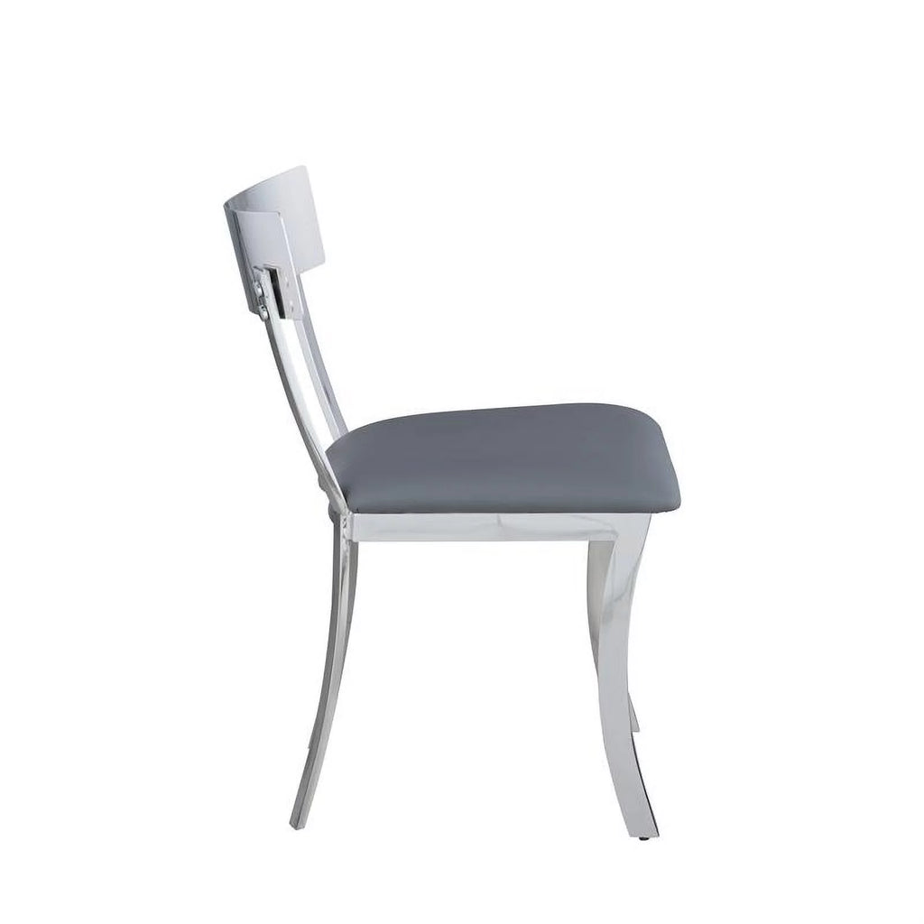 Gray Faux Leather Curved-Back Side Chair Set of 2 K742