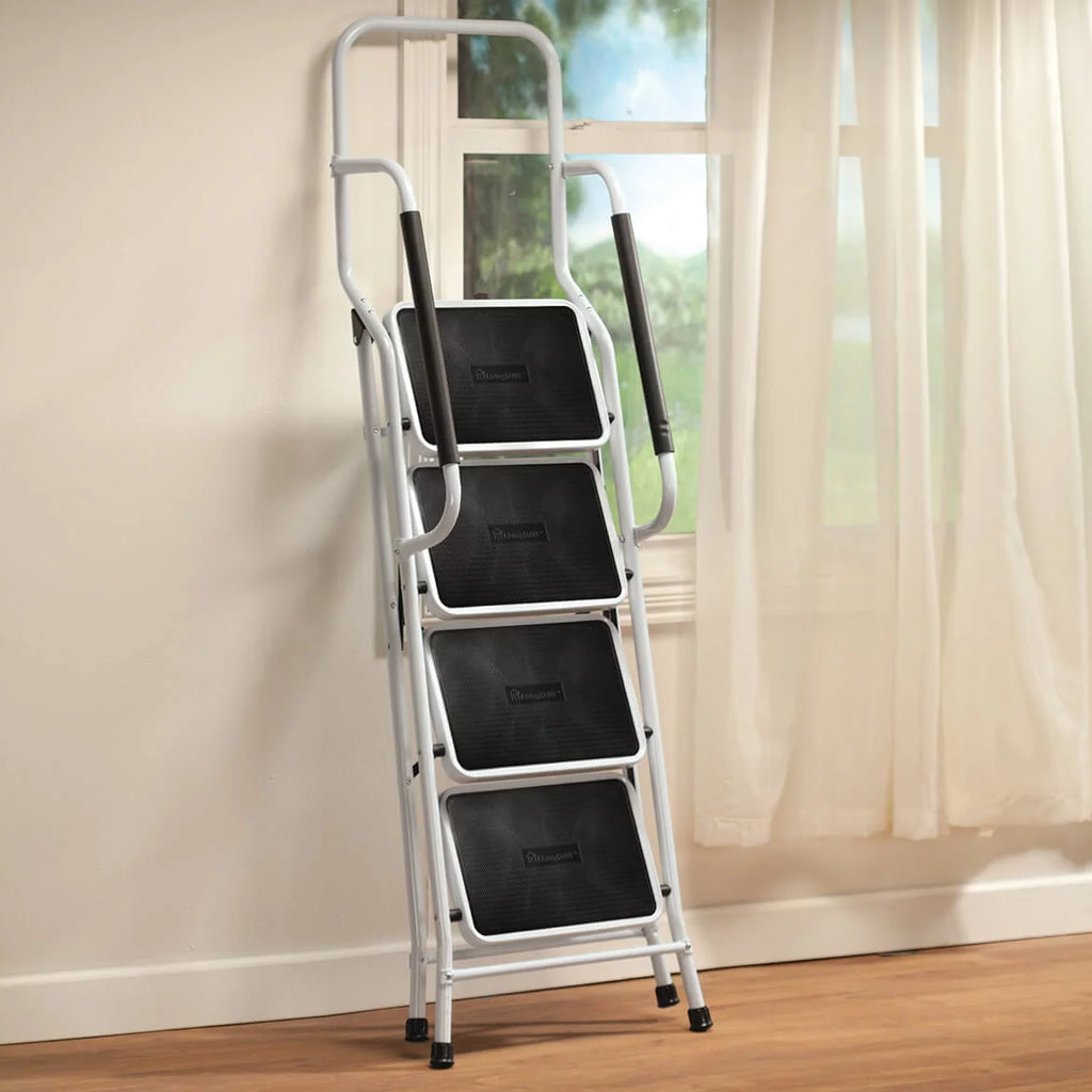 Folding 4-Step Steel Ladder with Anti-Slip Treads G9171