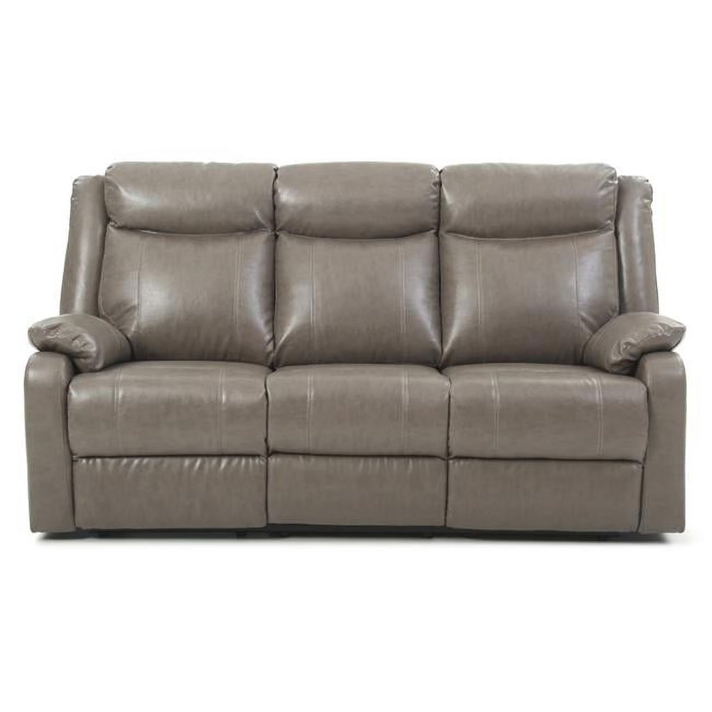 Gray Faux Leather 3-Seater Reclining Sofa Y9998