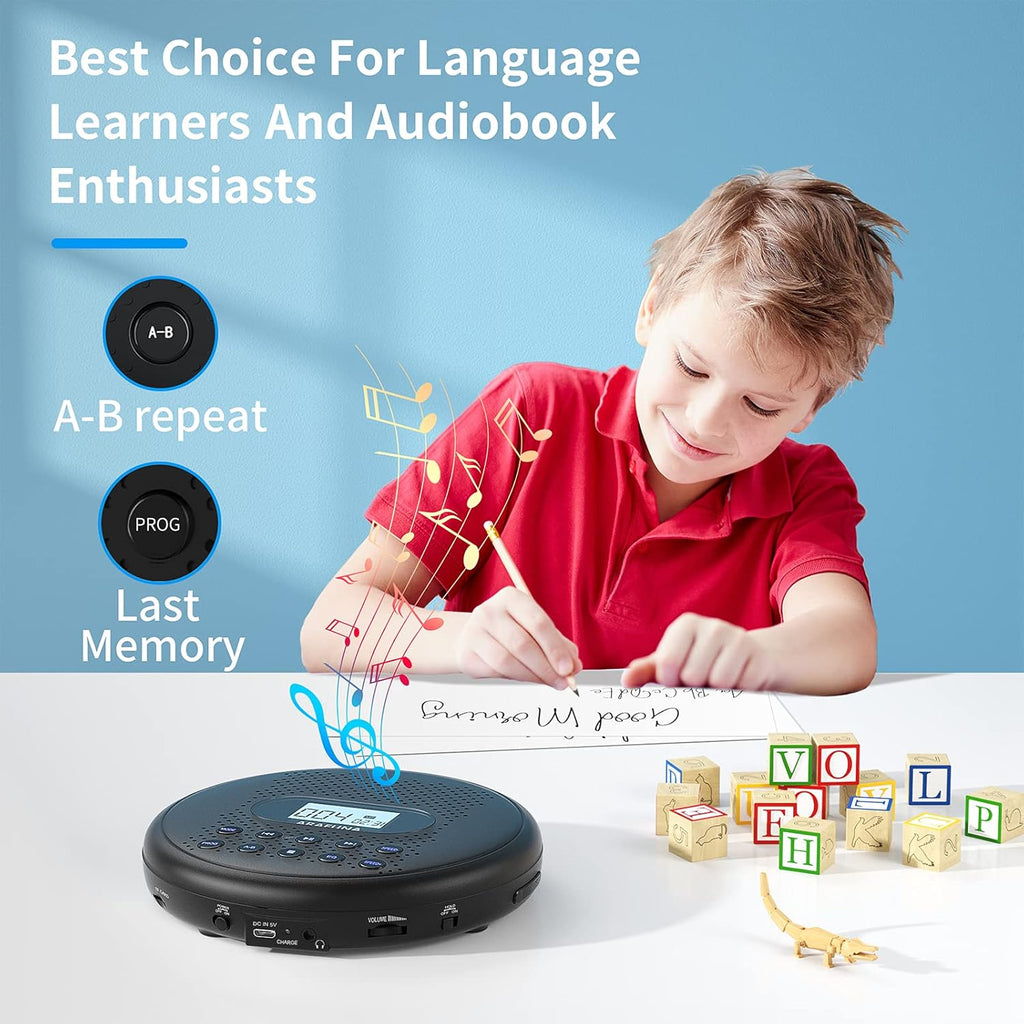 Portable CD Player with Dual Stereo Speakers and Anti-Skip Protection A311