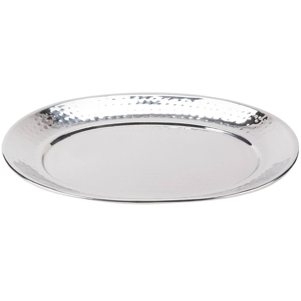 20x22 Oval Hammered Stainless Steel Tray I34632