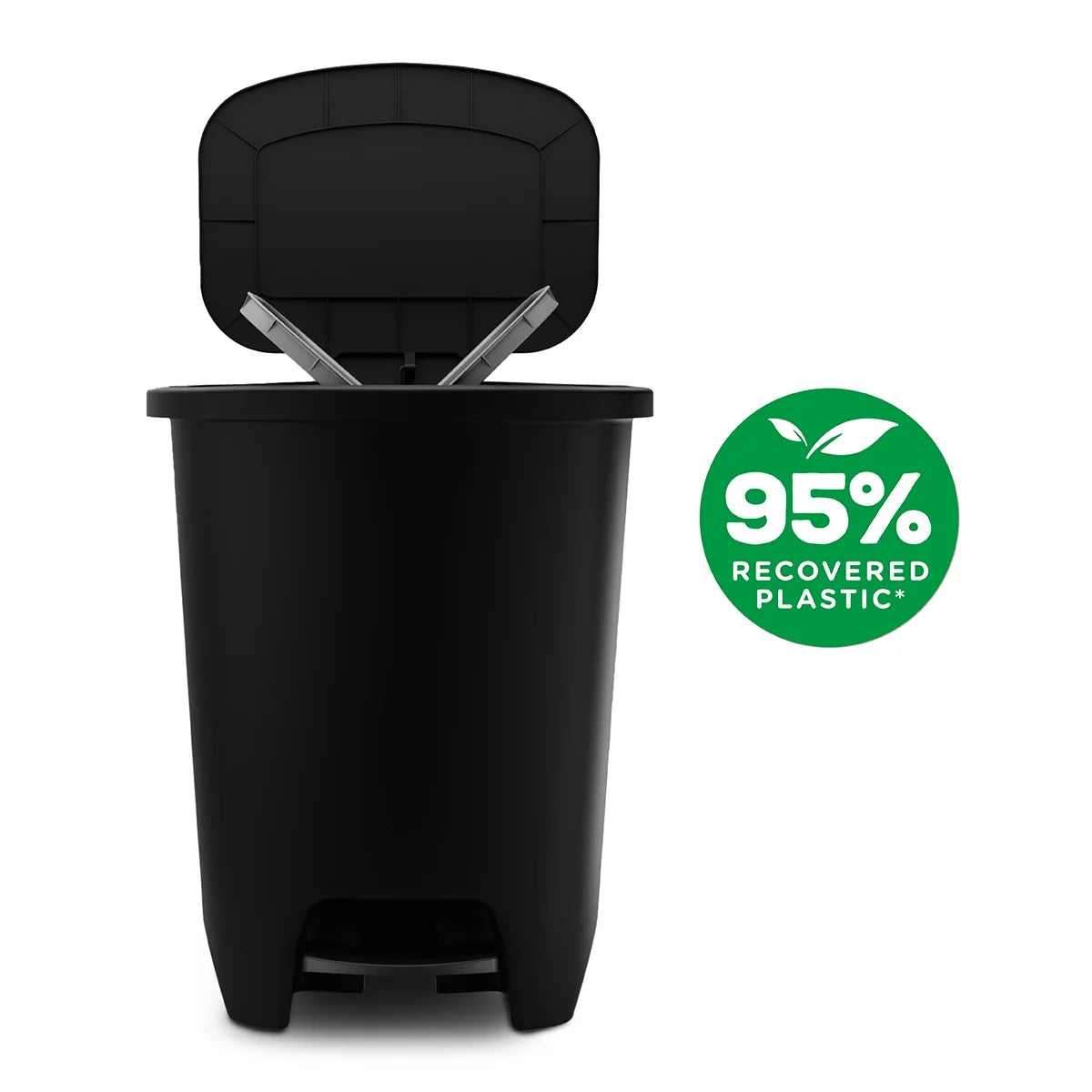 Black Plastic Step-on Kitchen Trash Can W726