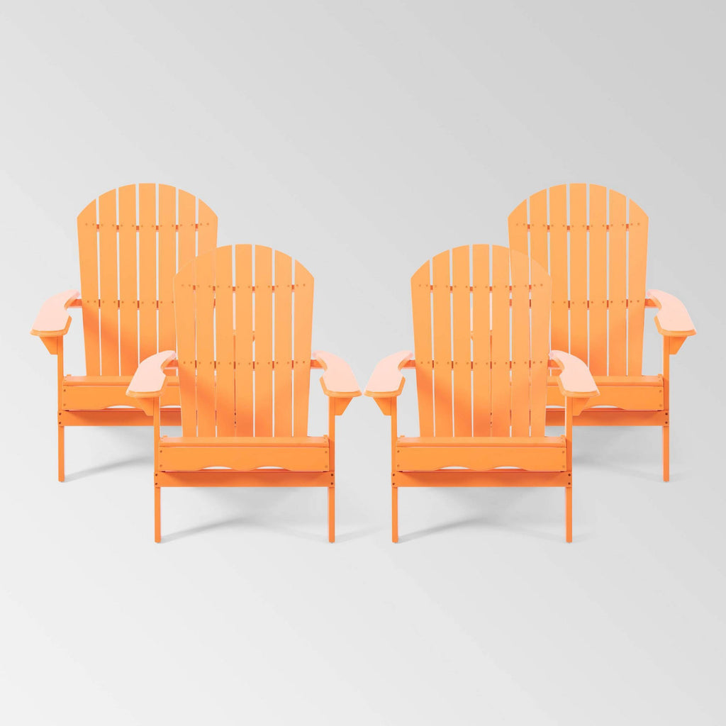 4pk Acacia Wood Folding Adirondack Chairs Tangerine V21457