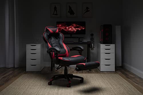 Grey Fabric Gaming Chair with Footrest T234
