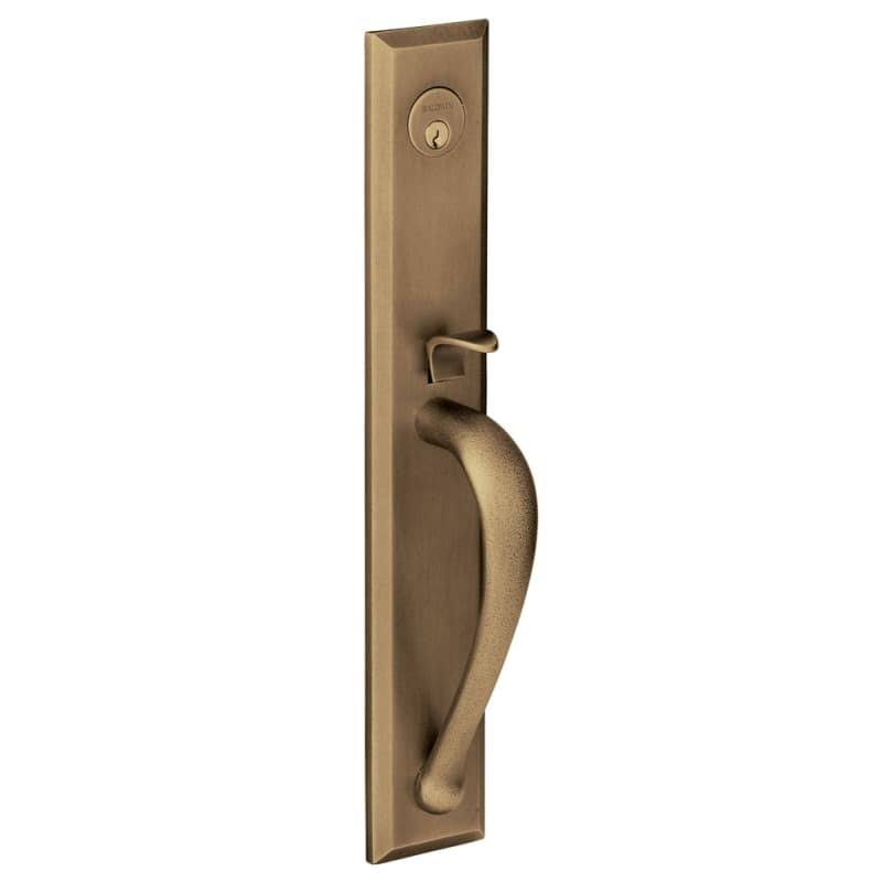 Satin Brass and Black Right Hand Single Cylinder Mortise Entry Handleset with Lever Z876