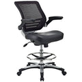 Faux Leather Mesh Drafting Stool in Black T59966