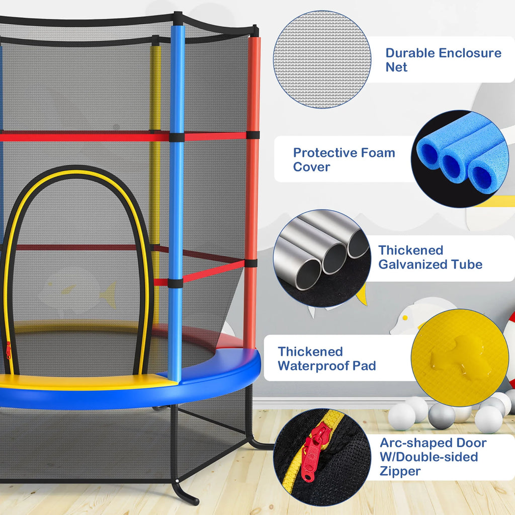 55'' Kids Trampoline with Enclosure Net E300