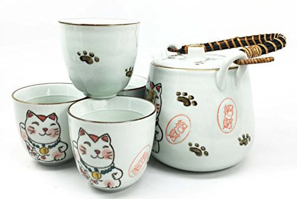 White Ceramic Tea Pot and Cups Set Serves 4 H239