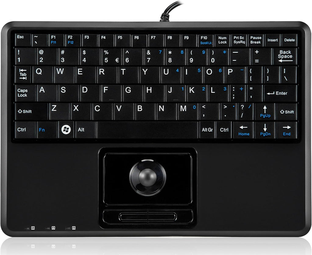Wired Super Mini Trackball Keyboard with 2 Built-in Hubs, Black, Pack of 2 O7869